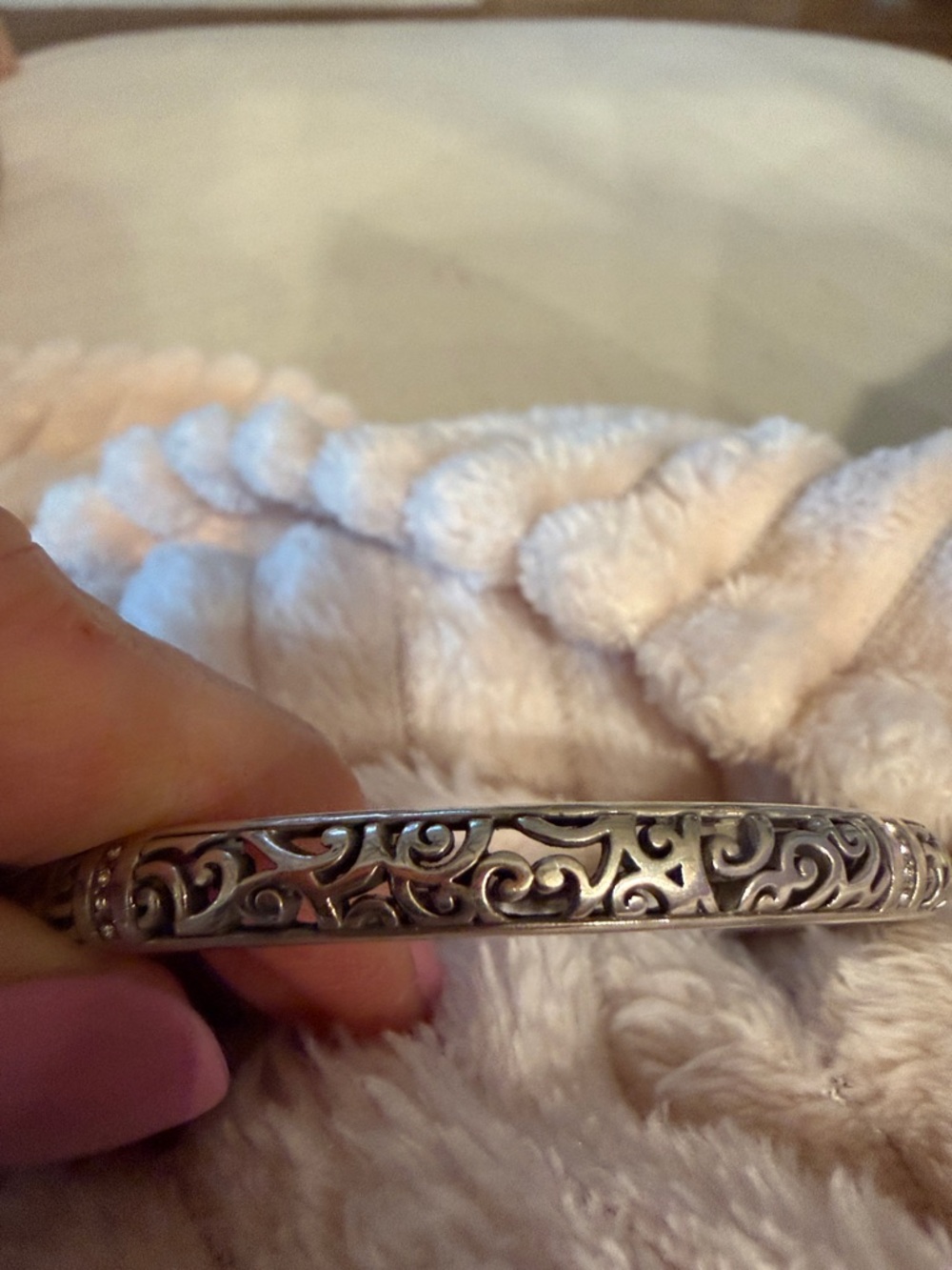 Brighton Silver Filigree Scroll Bangle Bracelet - Picture 5 of 5